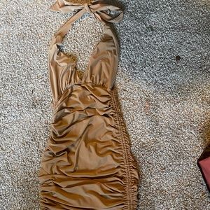 Tan Ruched Dress